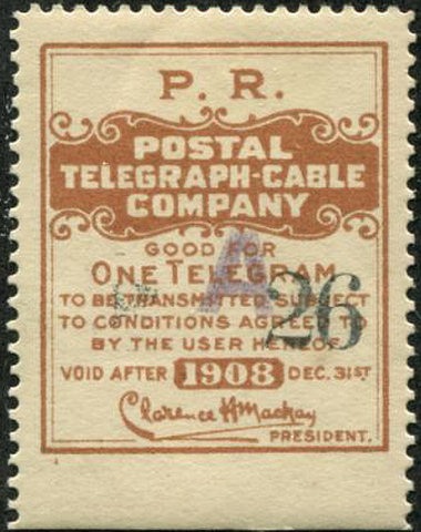 USA Postal Tel-Cable 1908 - RH83