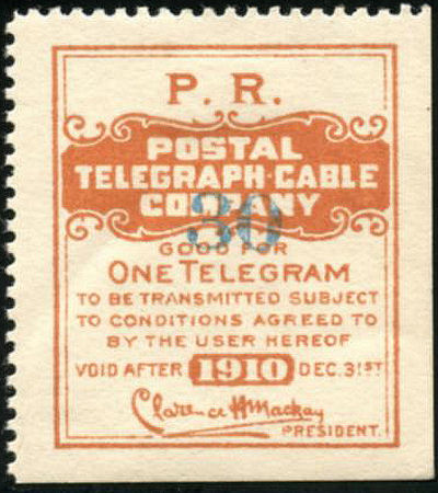 USA Postal Tel-Cable 1910 - PR - 30