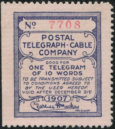 USA Postal Tel-Cable 1907 - 10 words pink - 7708