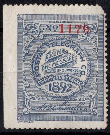 USA Postal Tel-Cable 1892 Frank, H11