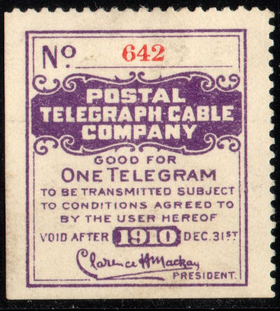 USA Postal Tel-Cable 1910 - One Telegram - RH48