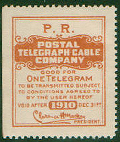 USA Postal Tel-Cable 1910 - PR No Cont