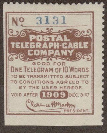 USA Postal Tel-Cable 1909 - RH43