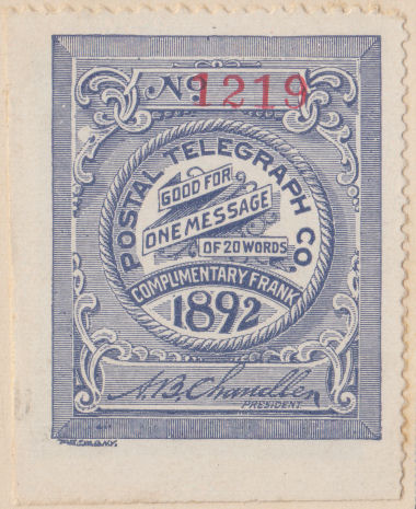 USA Postal Tel-Cable 1892 Frank, H11a
