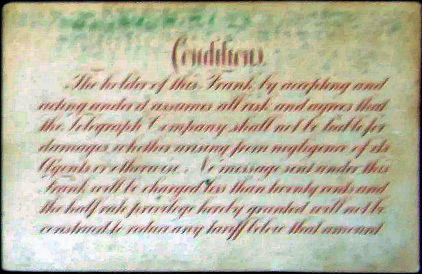 Western Union Business Frank 1903 half rate - back