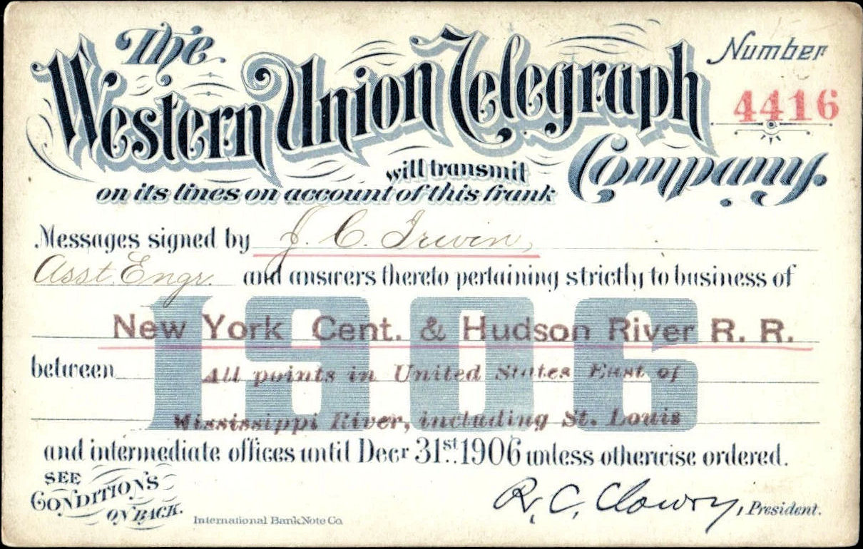 Western Union Business Frank 1906