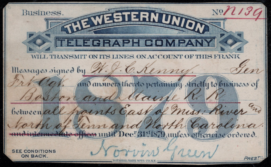 Western Union Business Frank 1879 front