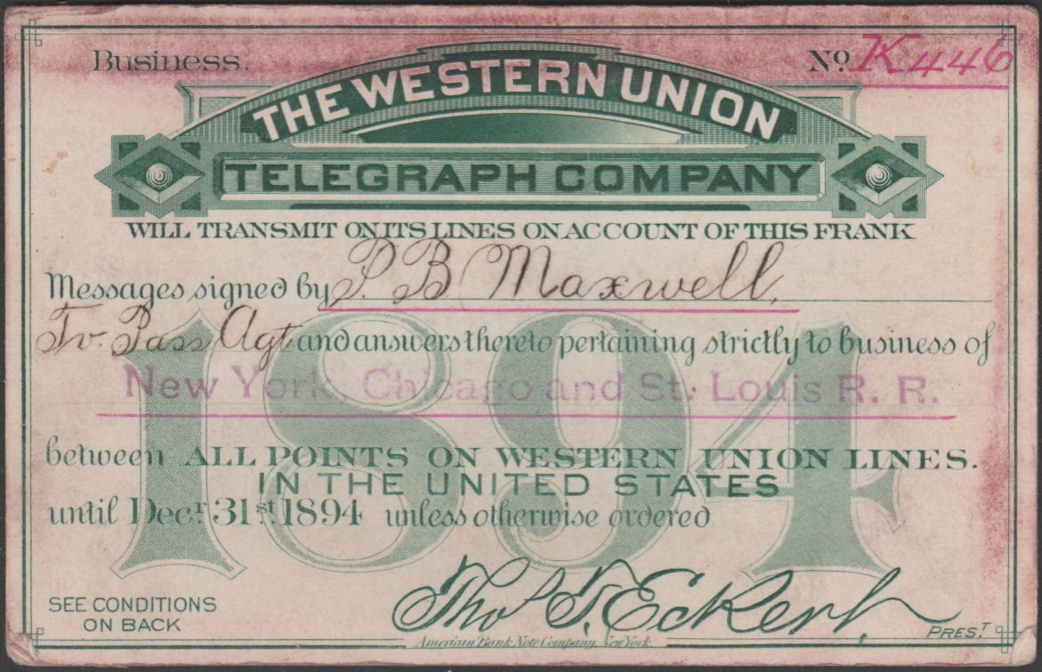 Western Union Business Frank 1894 - front