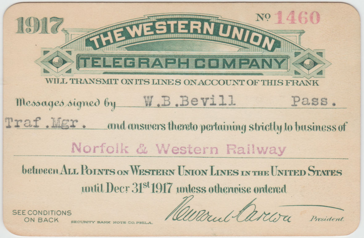 Western Union Business Frank 1917 - front