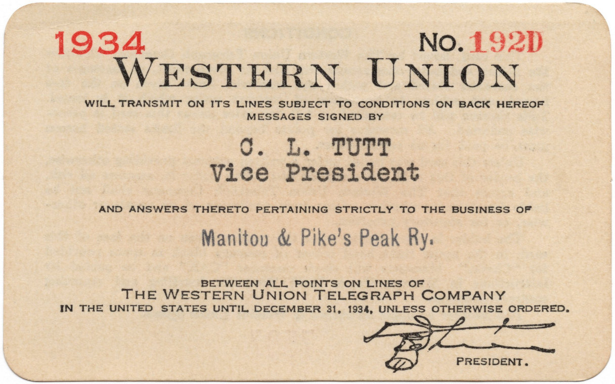 Western Union Charge Card 1934-192D - front
