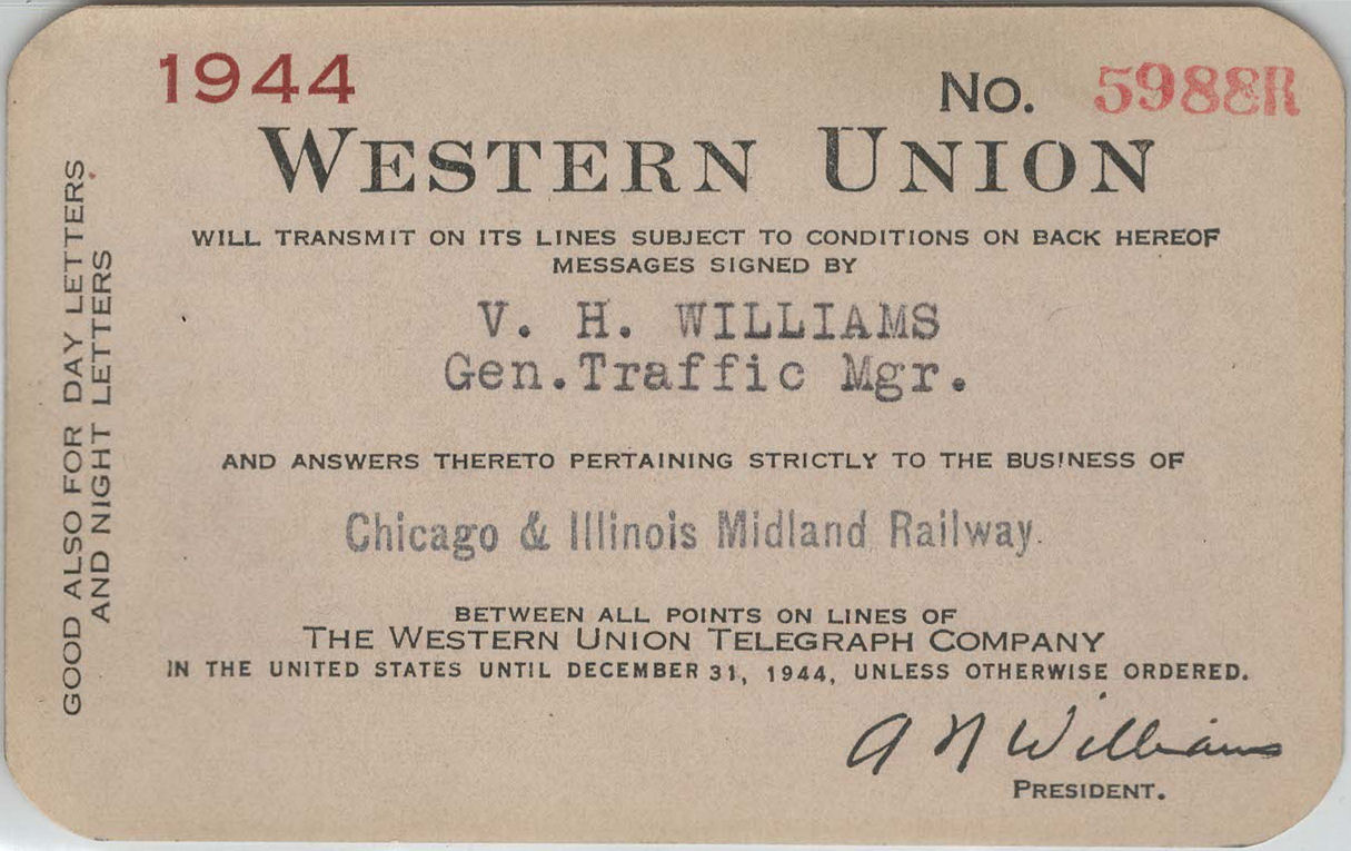 Western Union Charge Card 1944 - endorsed front
