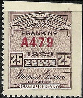 Western Union 1923 25c