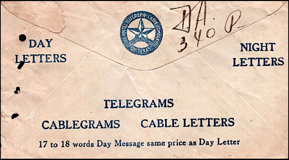 Texas Envelope back