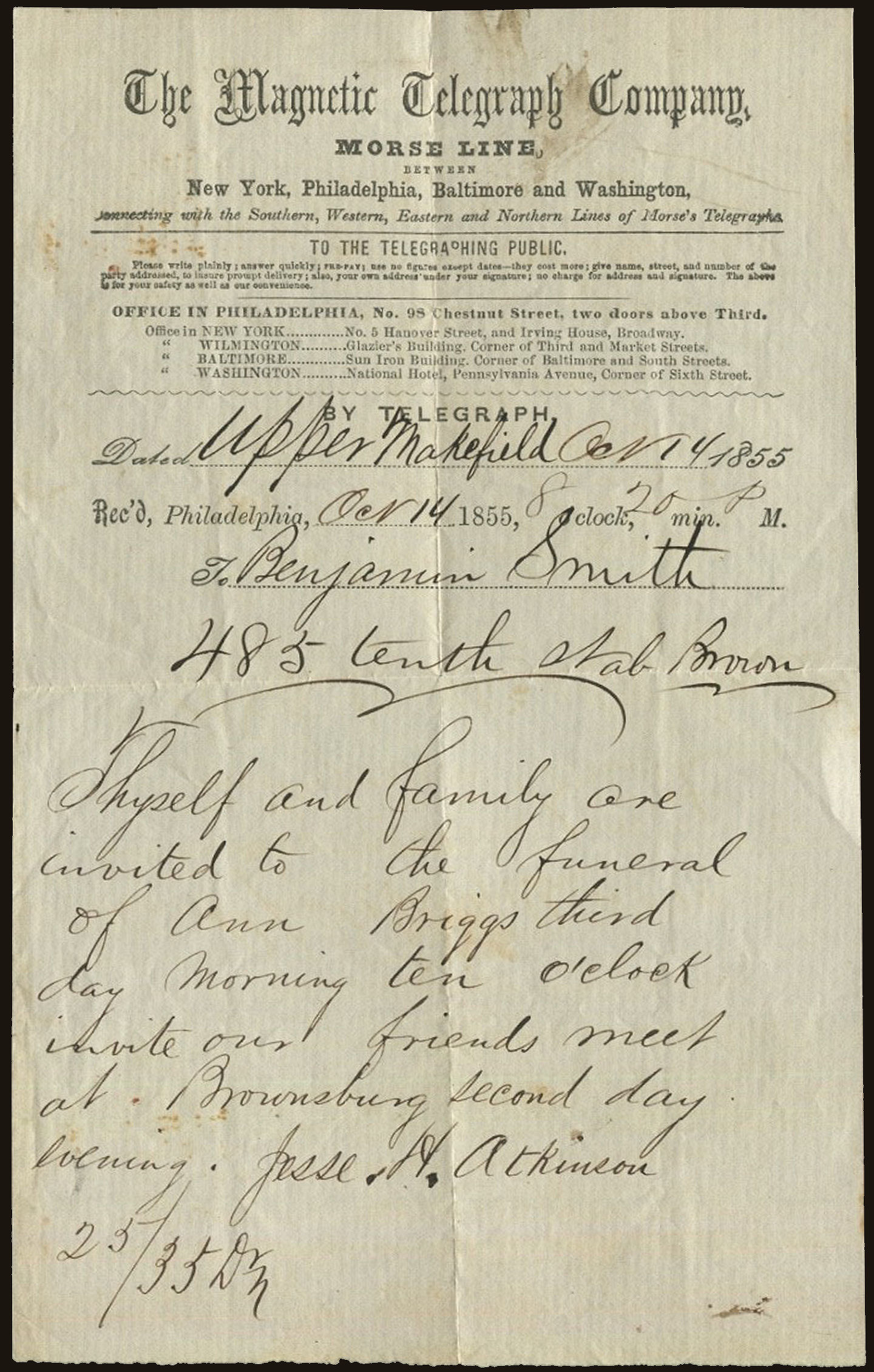 Philadelphia contents of 1855