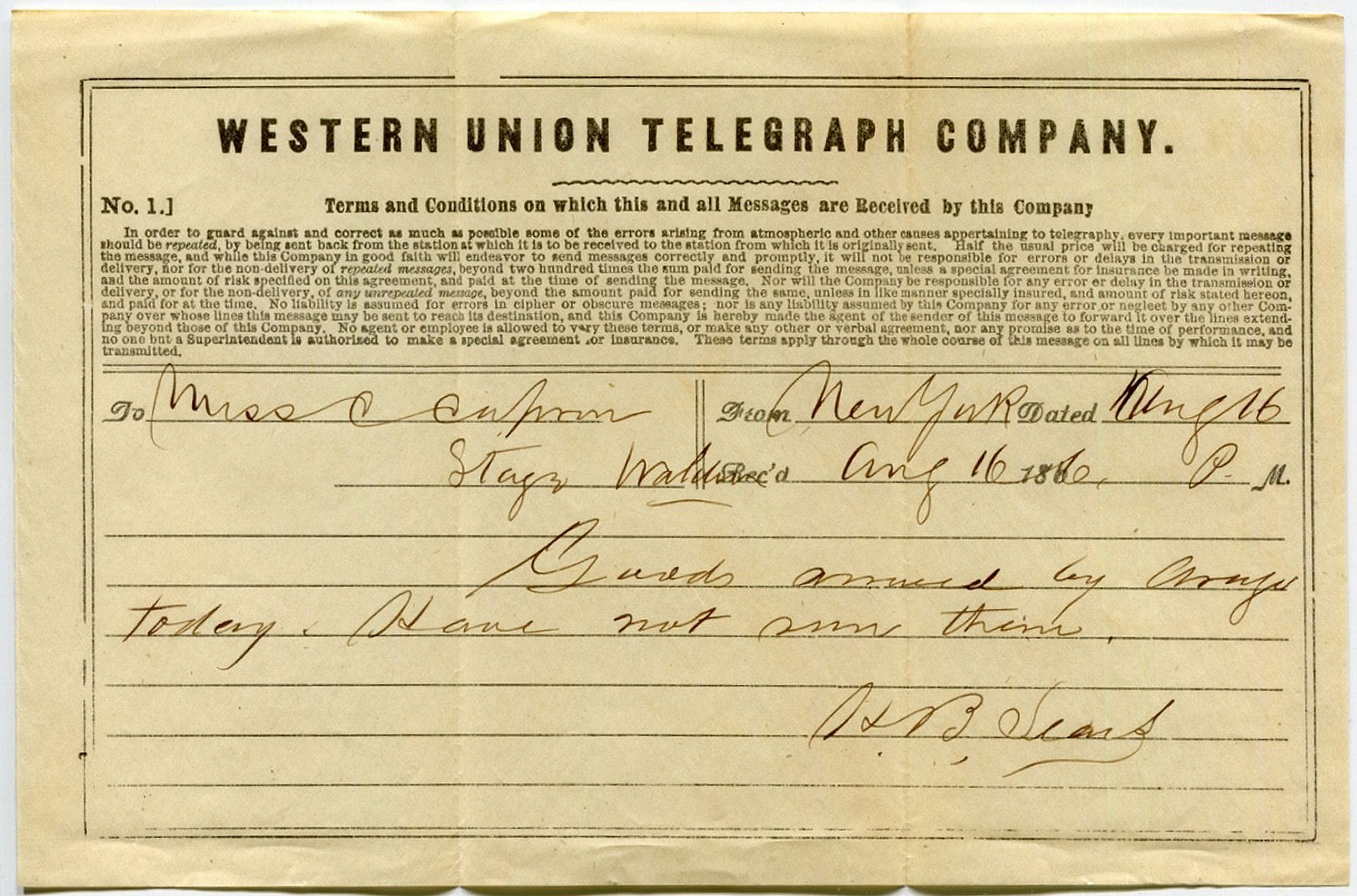 16 August 1866 - No.1