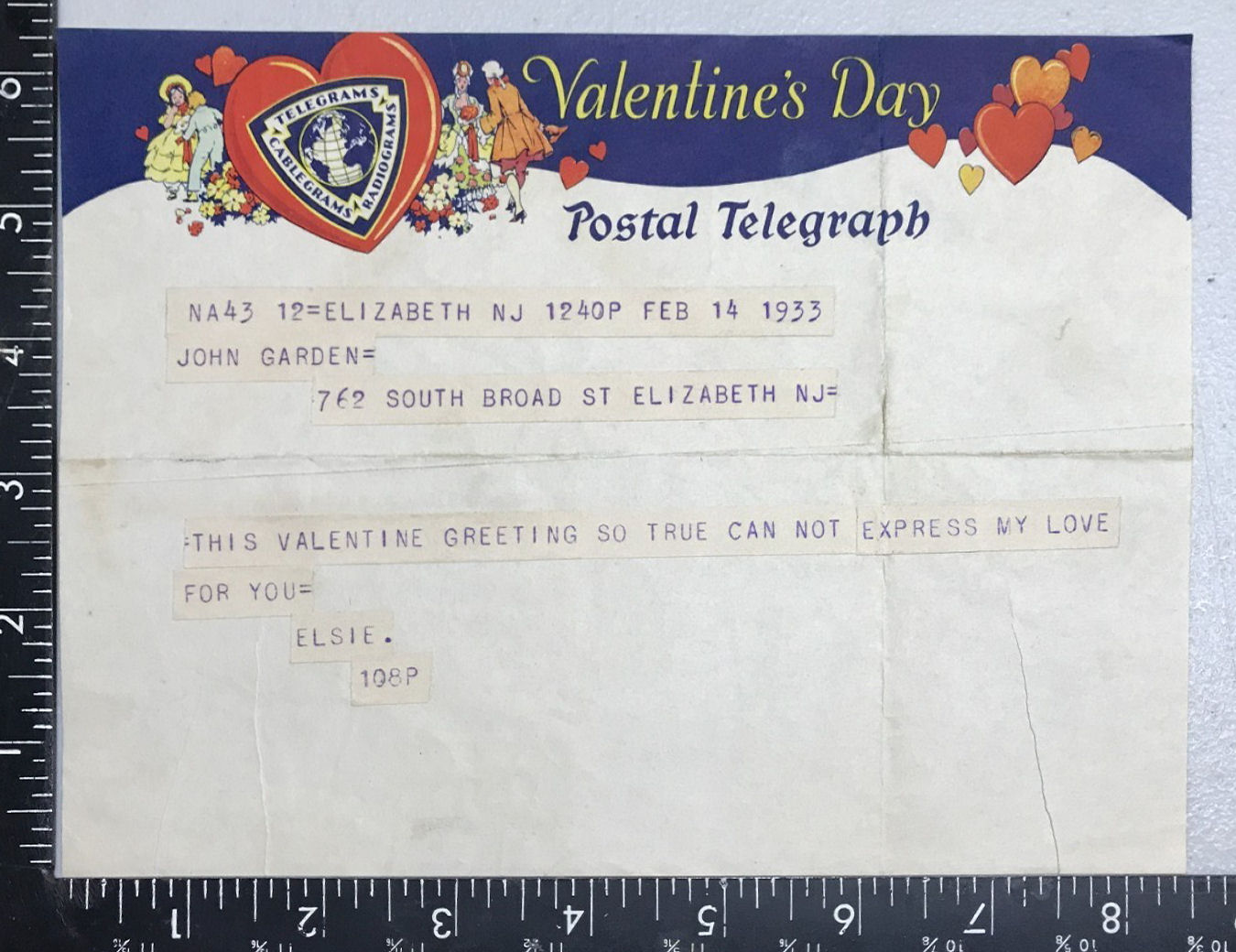 Valentine Form of 1933