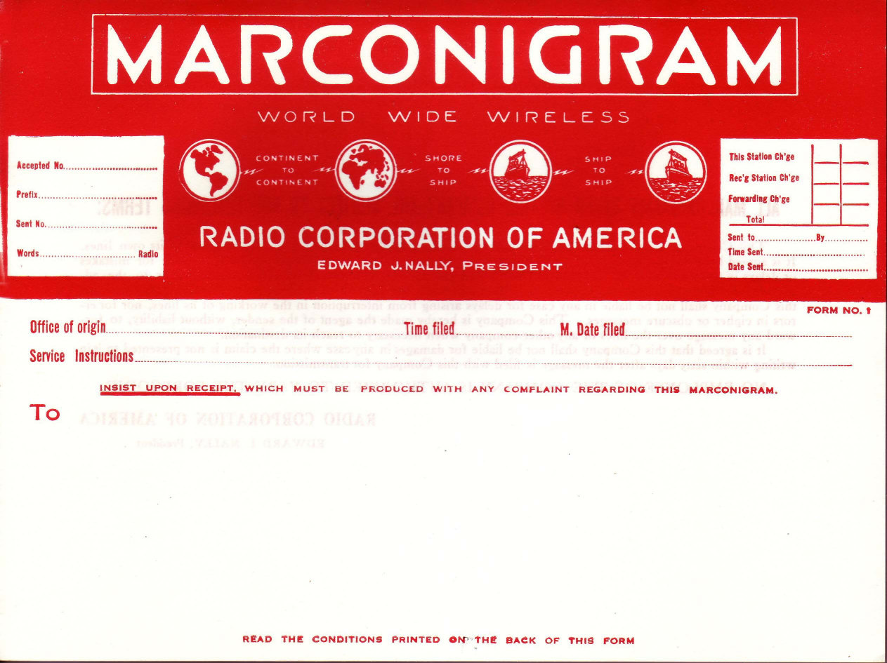Marconigram - front