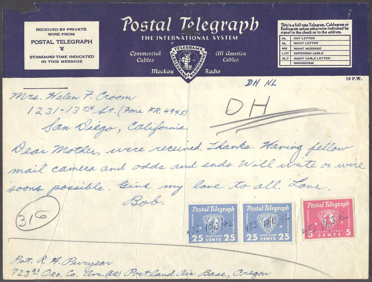 Forces telegram of 1942