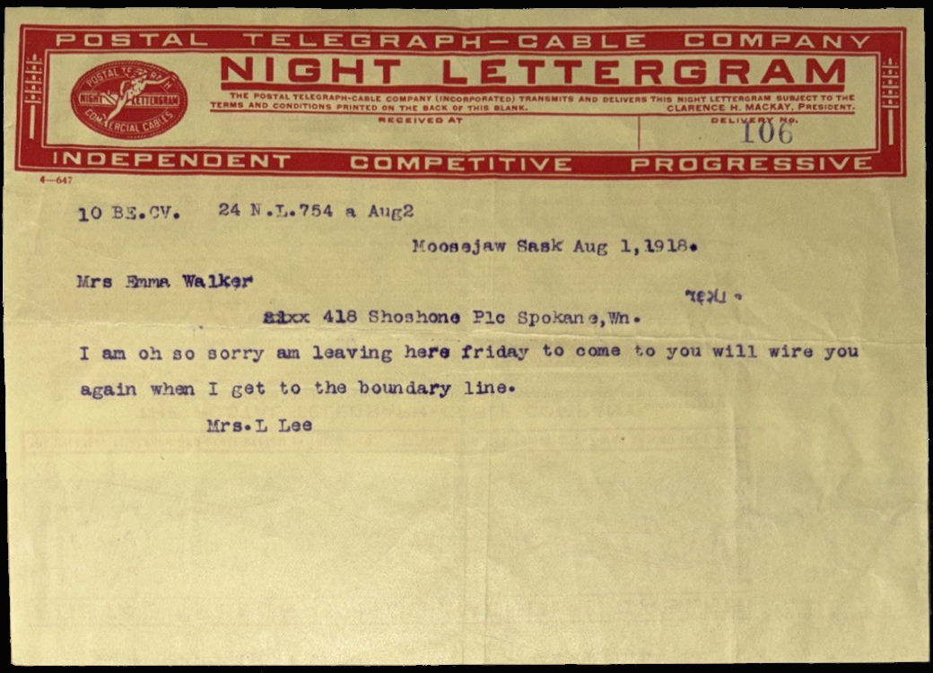 Form 6-647-1918 telegram front