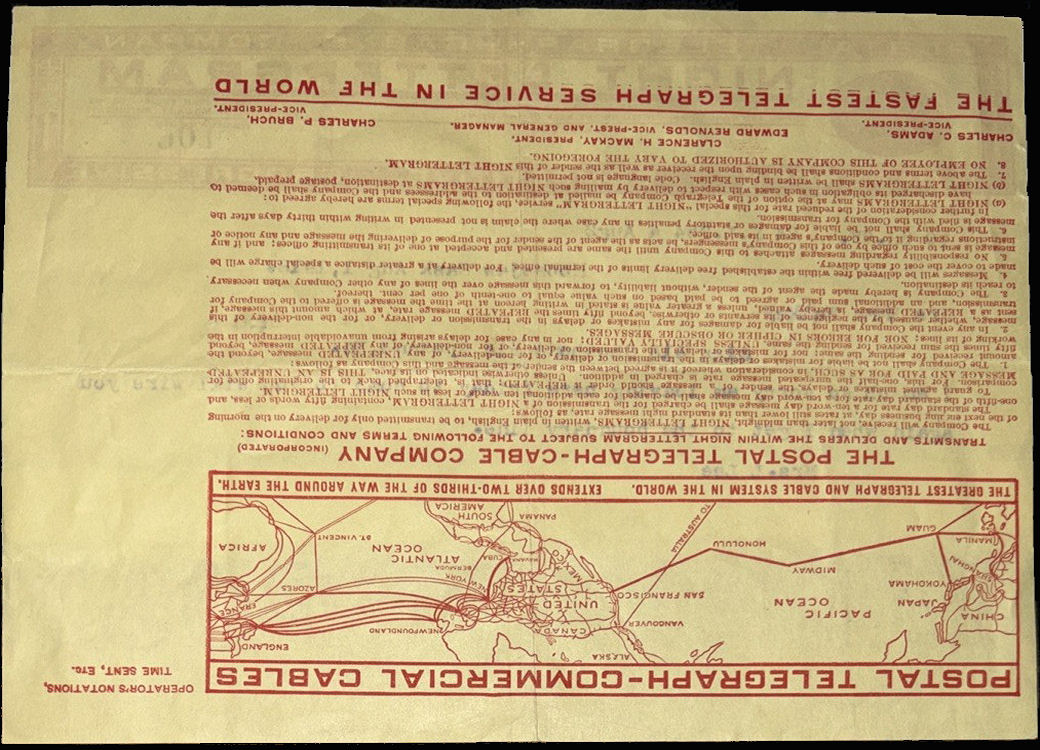 Form 6-647-1918 telegram back