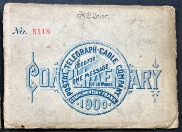USA Postal Tel-Cable 1900 booklet envelope front