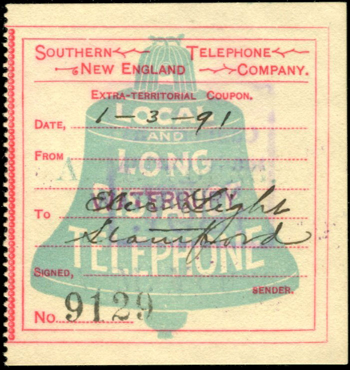 1891 SNET coupon front