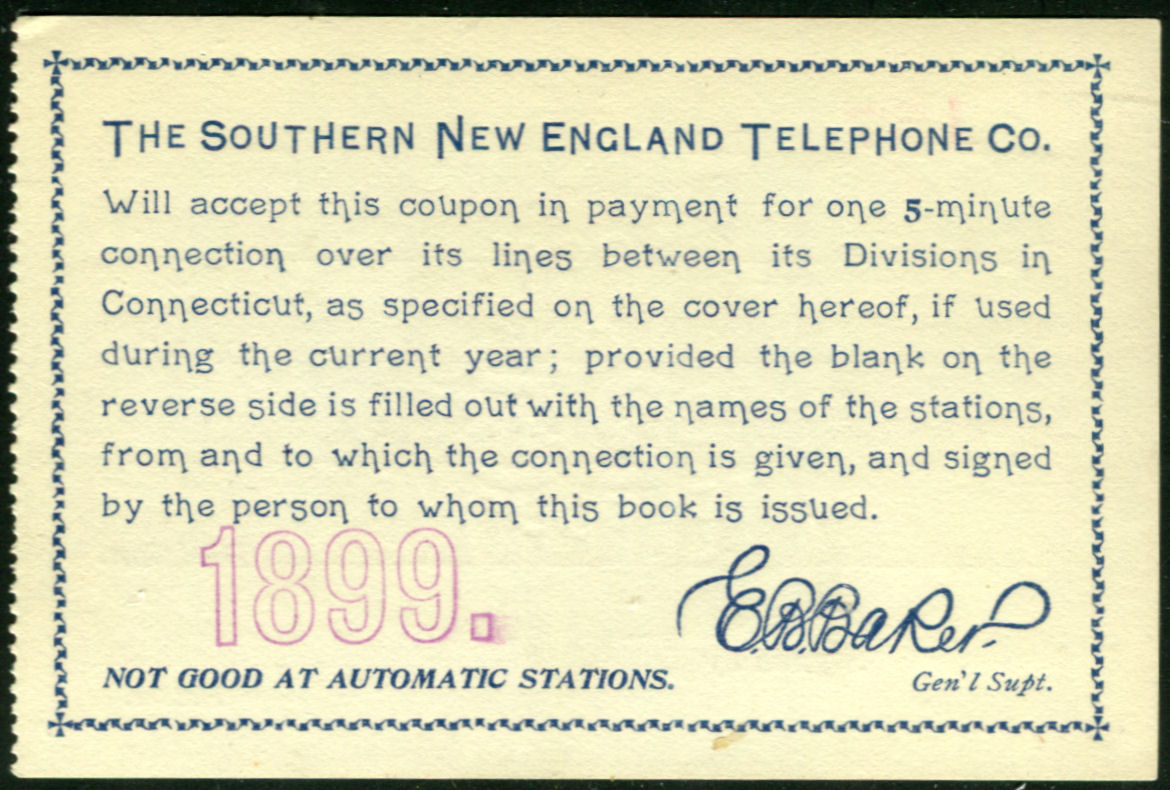1899 SNET coupon front