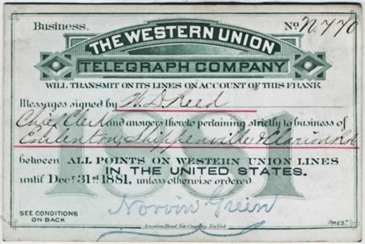 Western Union Business Frank 1881 front