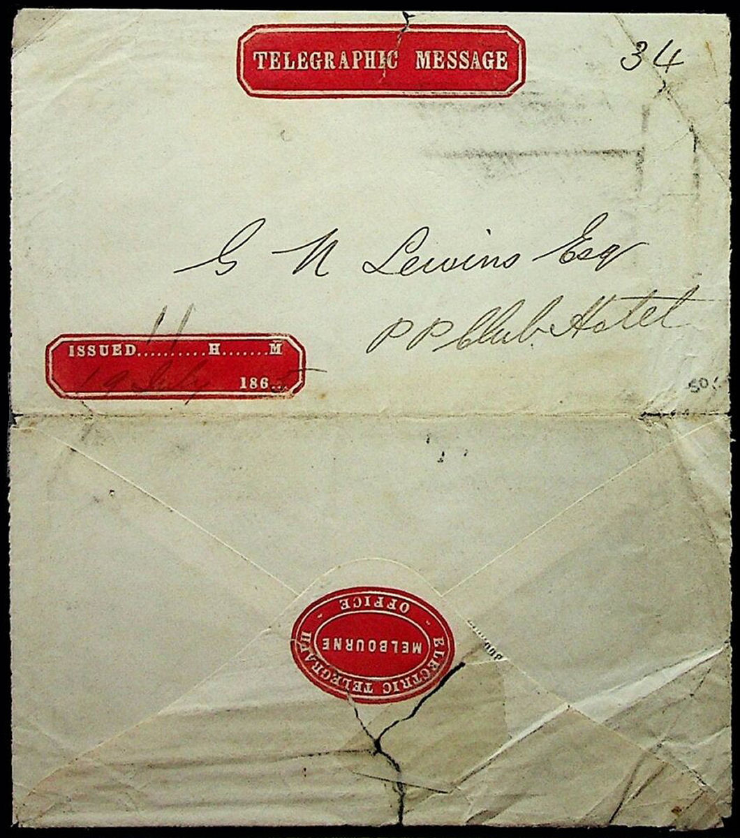 Victoria 1865 Telegraphic Message