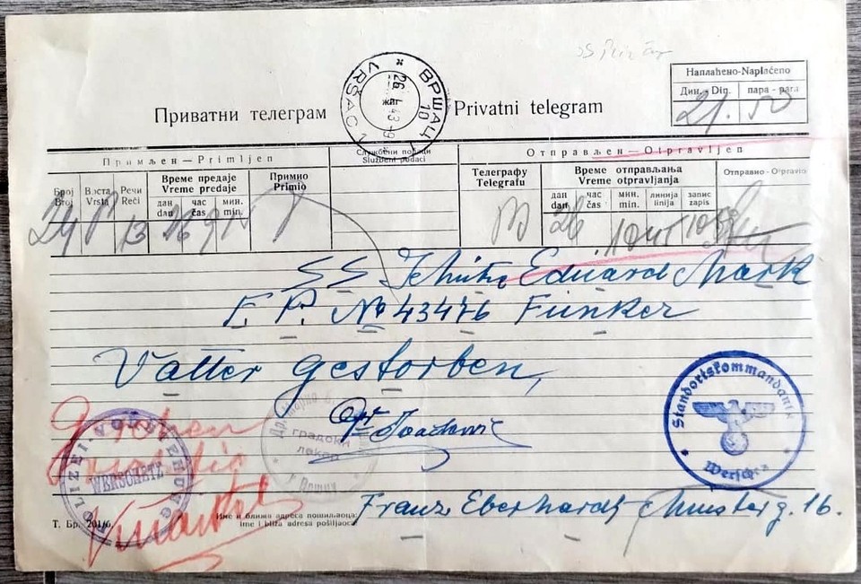 1942 Private telegram.