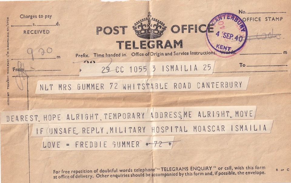 PO Telegraph Form - 4-9-1940
