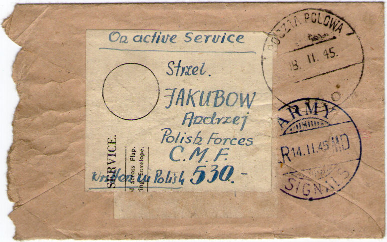 Army Signals and Polish CDS on same cover