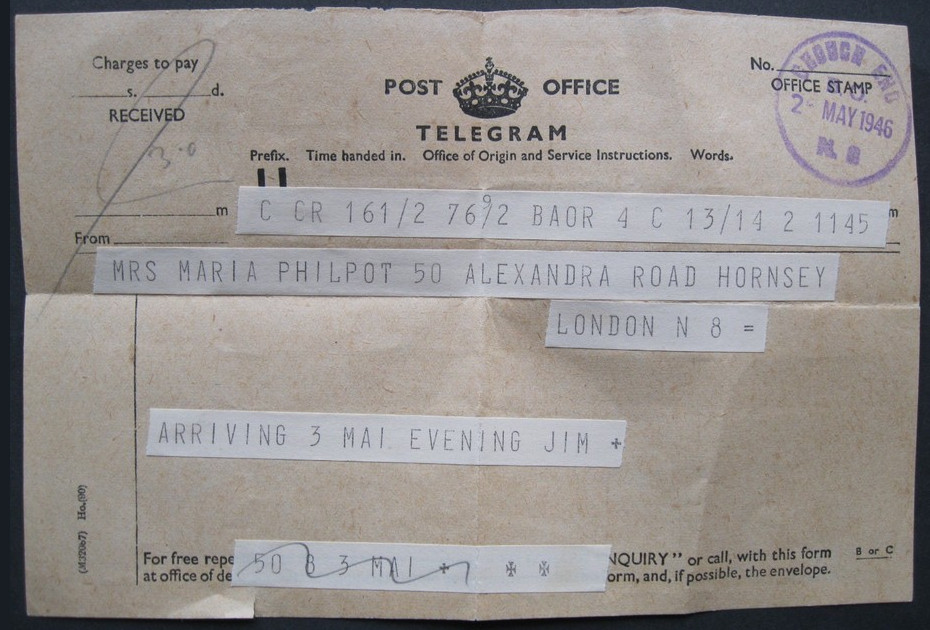 PO Telegraph Form - 2-5-1946