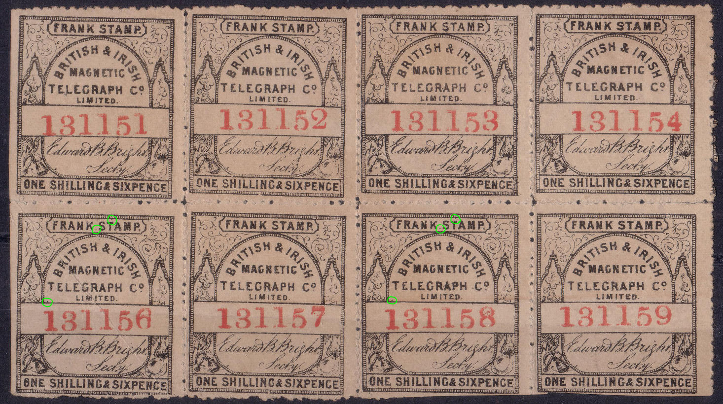 British & Irish one shilling & sixpence block