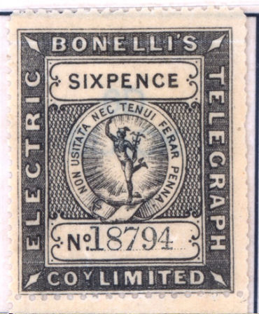 Bonilli's 6d Black Electric Telegraph-18794