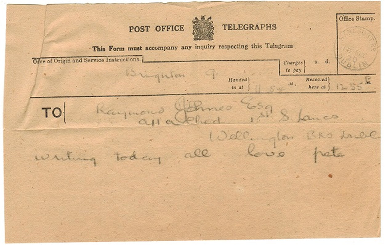 Received Small, simple Telegram Form used 1930