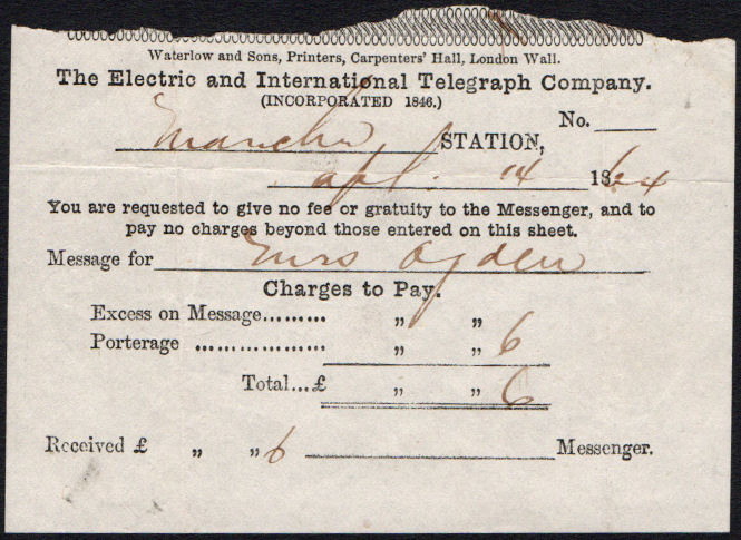 1864 ET Messenger receipt.