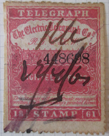 Electric Telegraph Company HW 1s6d with pen cancel.