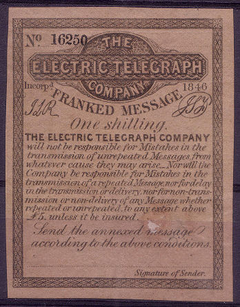 Electric Telegraph Company 1s. 16250