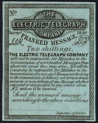 Electric Telegraph Company 2s Proof RH10a.