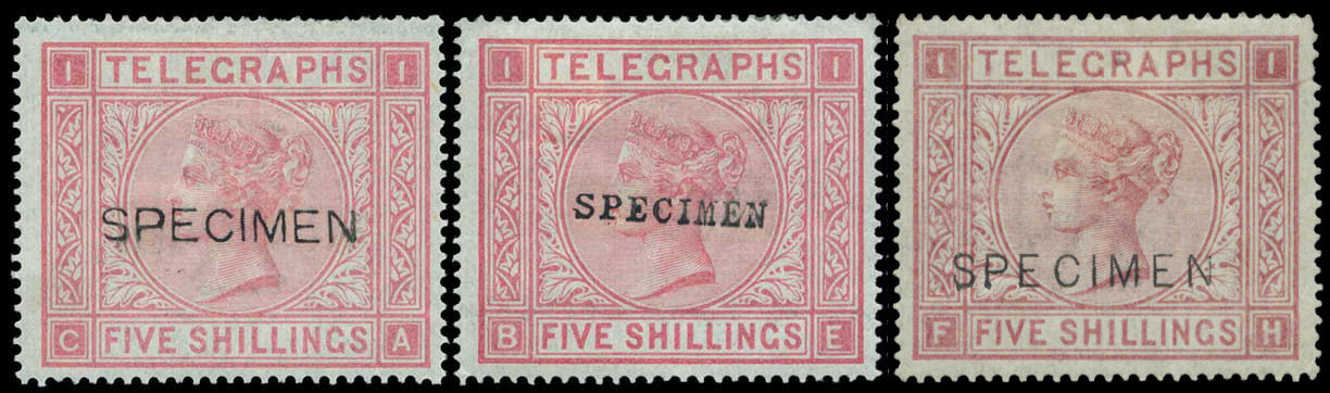 Post Office Telegraph 5s. Specimen types
