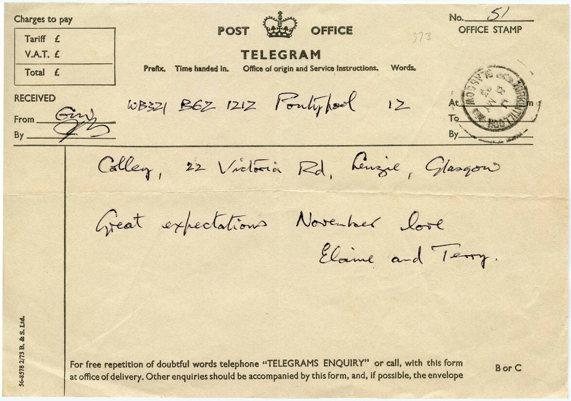 PO Telegraph Form - B. & S. Ltd.(56-8578)