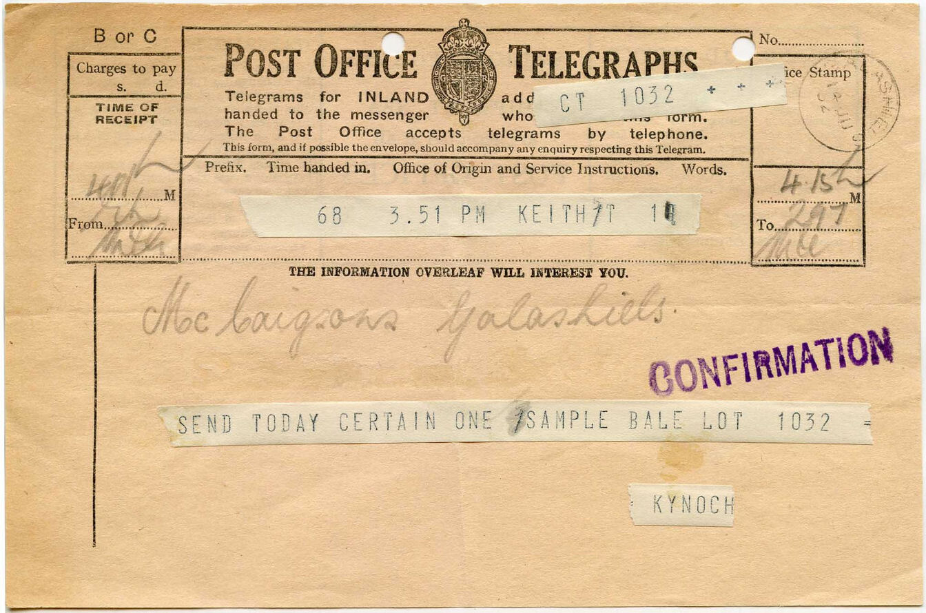 PO Telegraph Form of 14/6/1932 - front