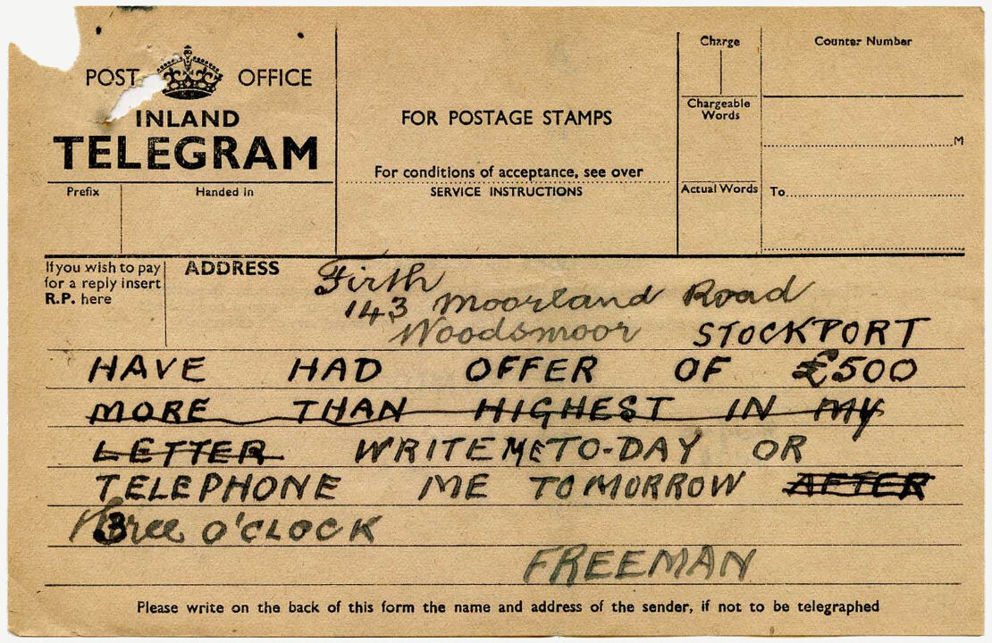 PO Telegraph Form - 8-4-1938 - front