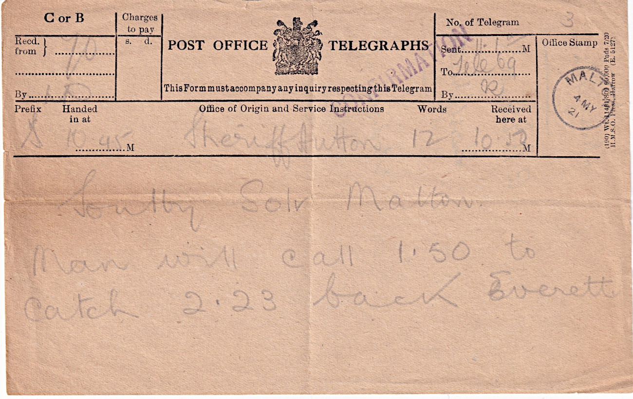 PO C or B Form of 1921