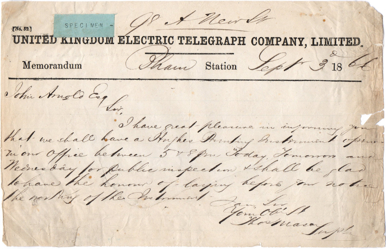 1867 UKET Hughs Telegram.