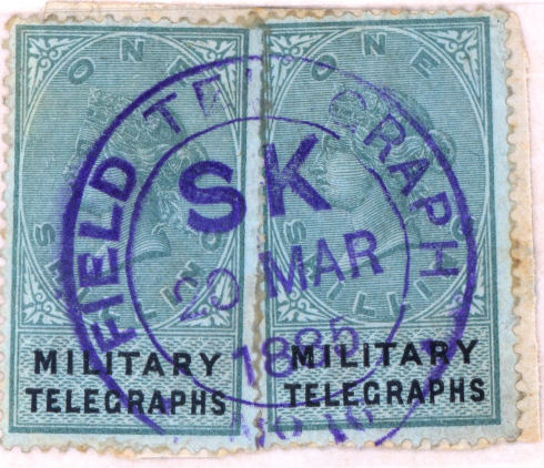 Suakin (No.16) Field Telegraph cancel on Military Telegraph 1s pair