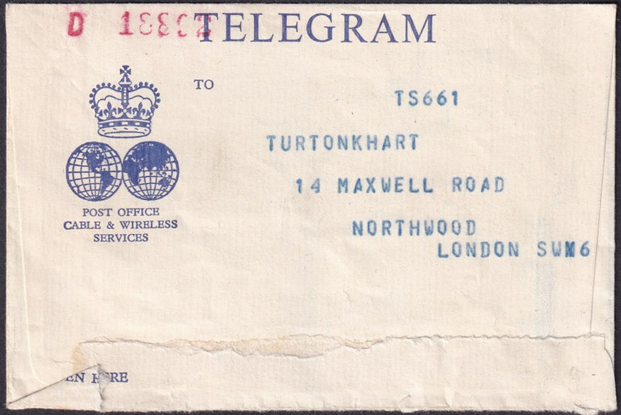 C&W Telegram, 7 February 1941 - front