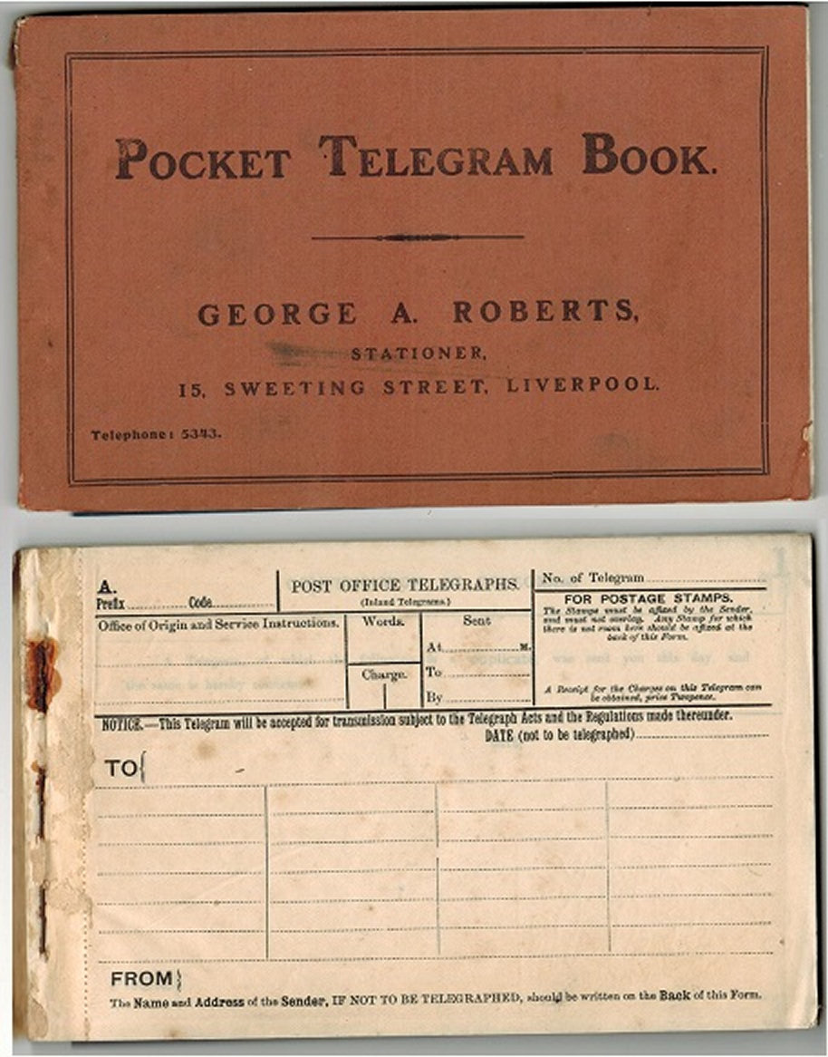 George A. Roberts Telegraph Form pad