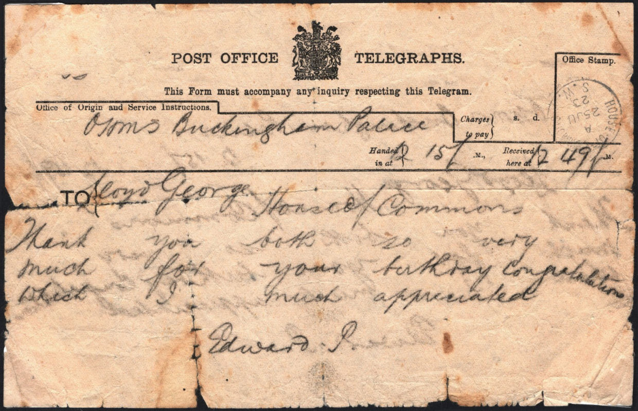 Received Small, simple Telegram Form used 1923